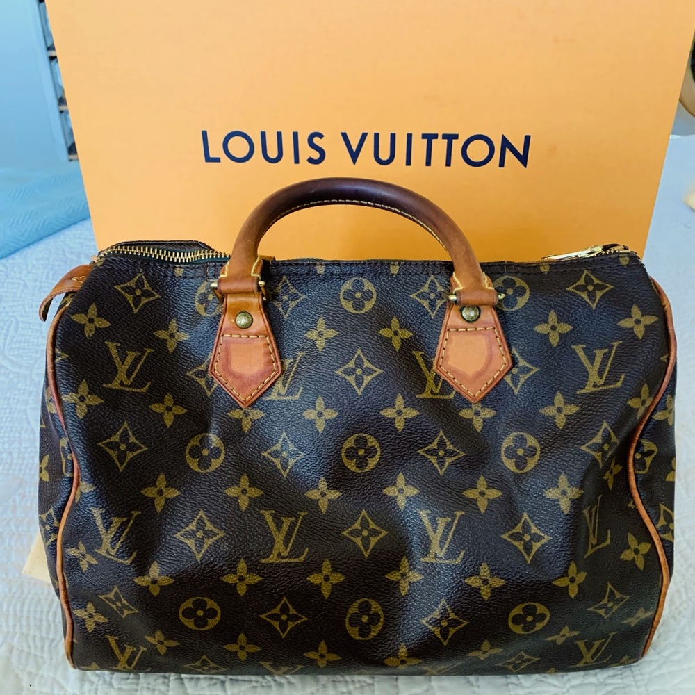 LOUIS VUITTON Speedy 30 Travel Hand Bag Monogram Leather Brown